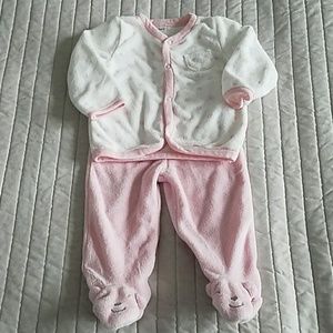 Polka Dot Terry Pink and White Jacket and Pant Set